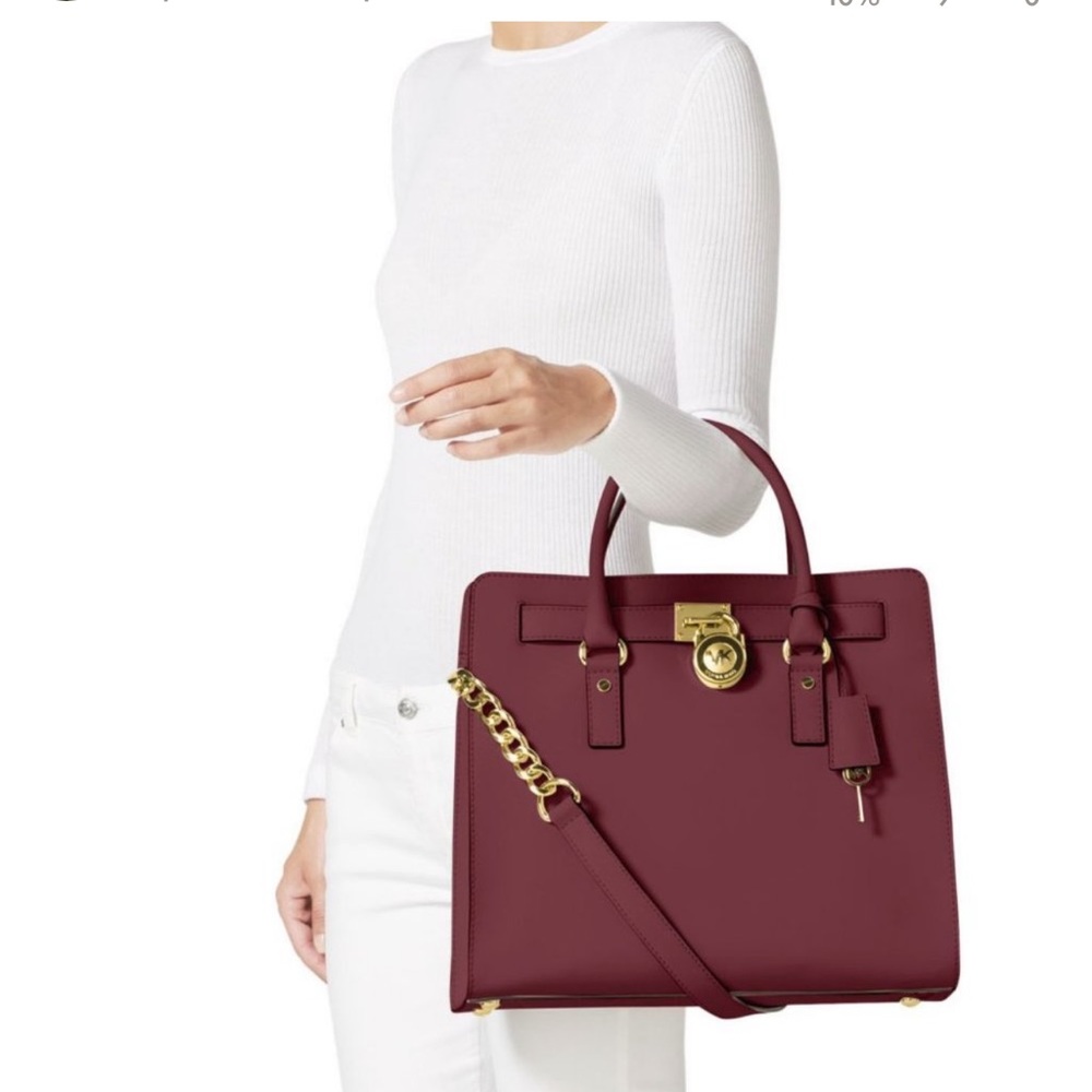 Michael Kors Hamilton Large Saffiano Tote Burgundy